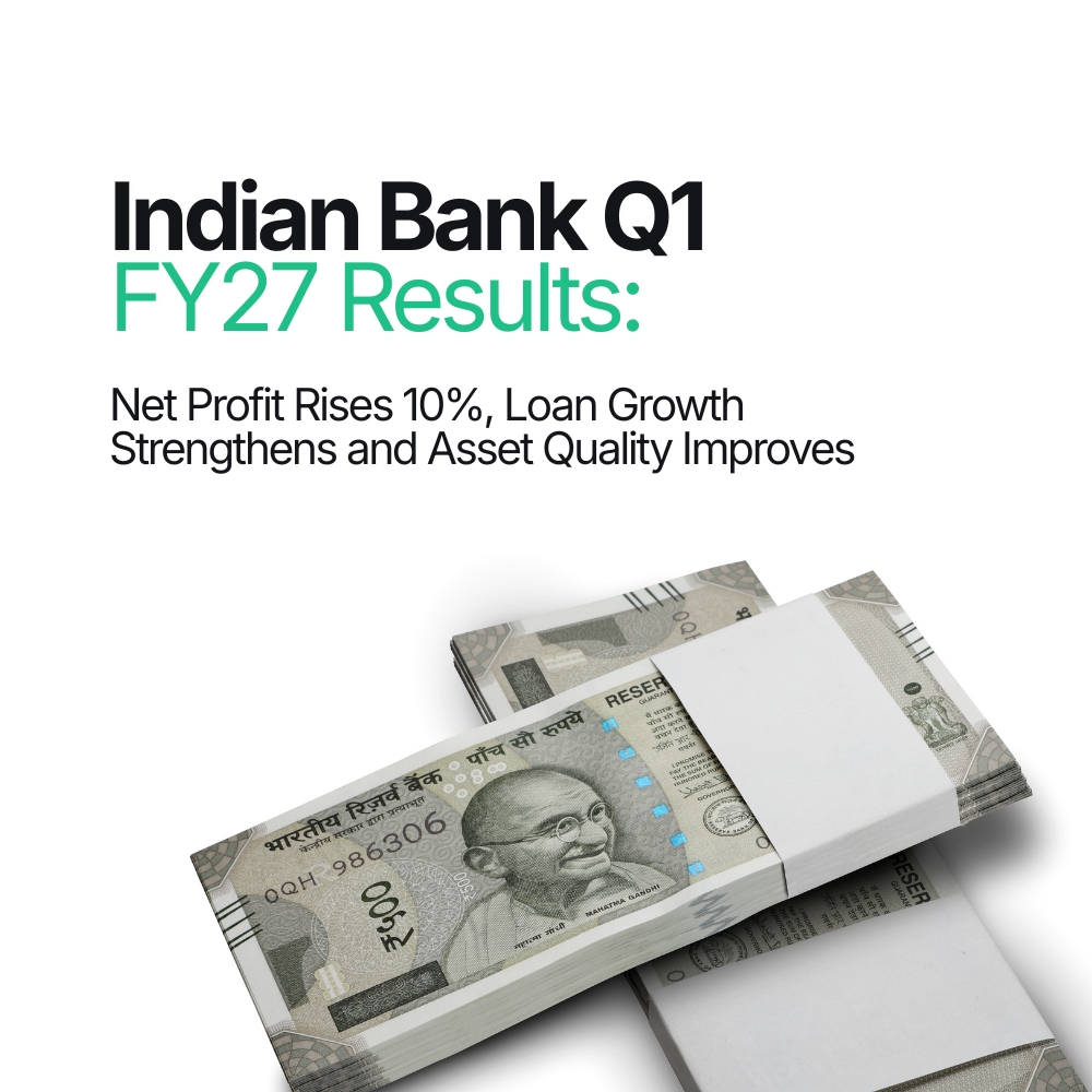 Indian Bank Q1 FY27 Results: Net Profit Rises 10%, Loan Growth Strengthens and Asset Quality Improve